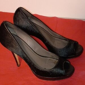 Cole Haan Black Peep-Toe Heels